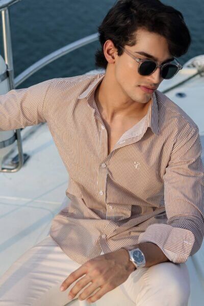 Full Sleeve Brown Striped Shirt