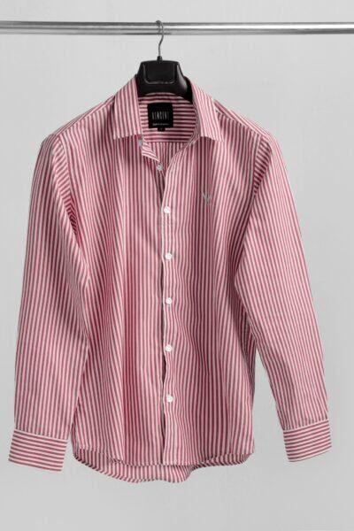Crimson Red Stripe Formal Shirt
