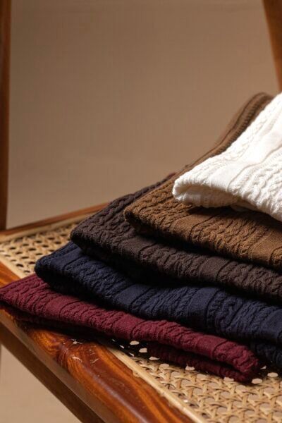 Dark Brown Cable-Knit Polo