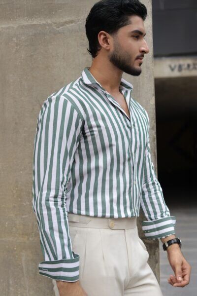 Riviera Striped Shirt-Green