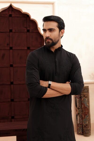 Floral embroidery work - Black