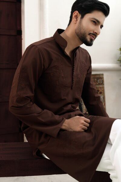 Palm tree embroidery work - Deep brown