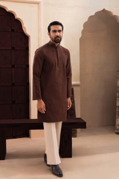 Floral embroidery work - Deep brown